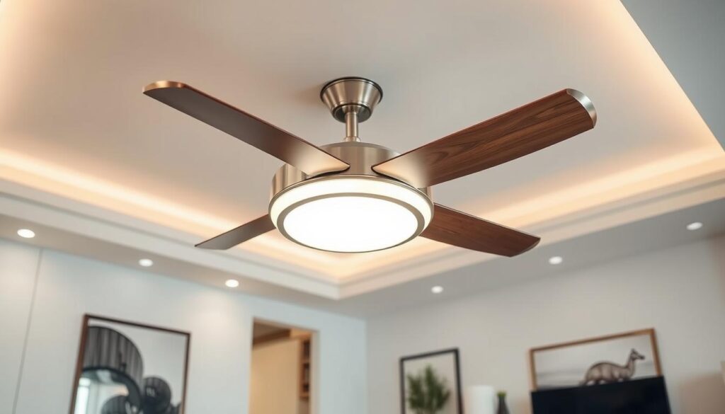 modern flush mount ceiling fan with light